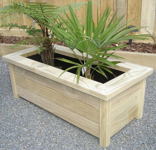 Outdoor wooden planter box for your deck