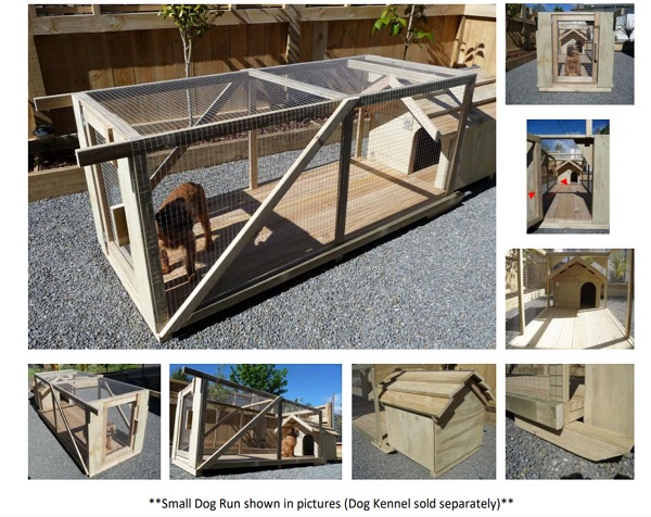 Wood Dog run shown form different angles