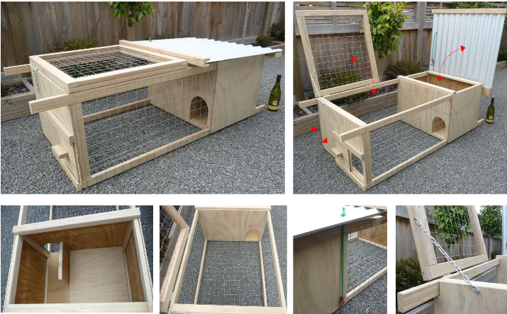 Rabbit and guinea pig hutches at ground level